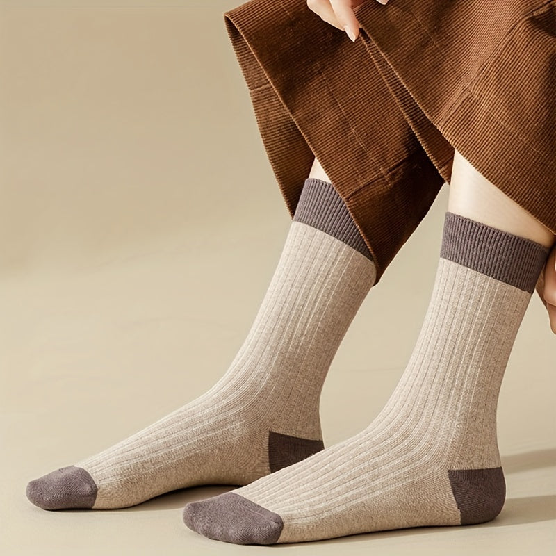 Colorblock Crew Socks Soft Mid Tube Women's Stockings