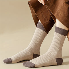 Colorblock Crew Socks Soft Mid Tube Women's Stockings