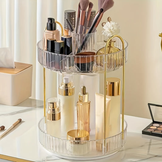 360 Rotating Makeup Organizer for Vanity Cosmetic Display Cases