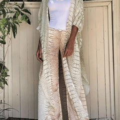Crocodile Print V Neck Kaftan 2 Piece Set Women's Swimwear