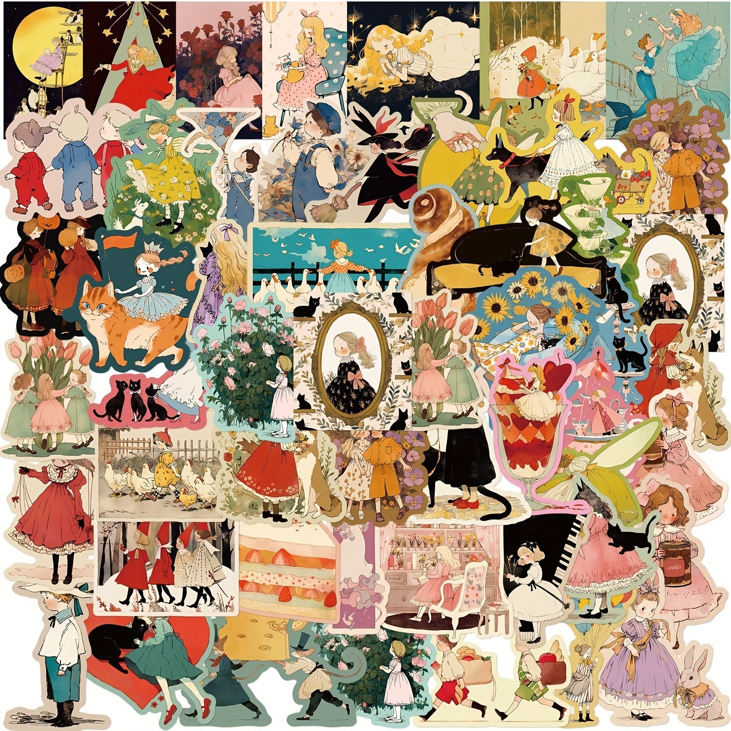 50pcs Cartoon Fairy Tale Girl Series Stickers For DIY Decoration