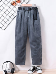 Boys Corduroy Long Pants with Belt for Spring and Autumn