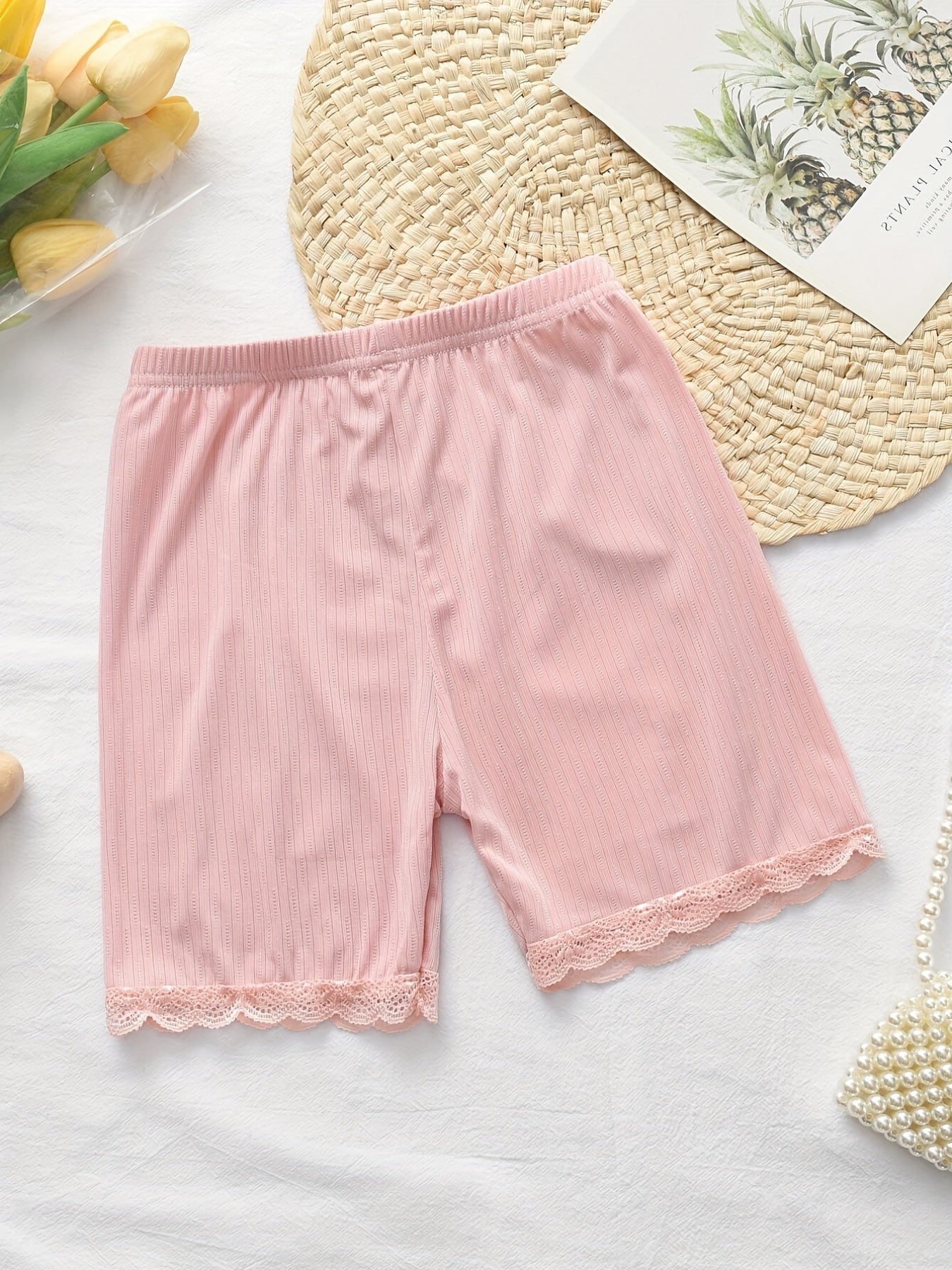 Floral Edges Lounge Shorts Soft Pajamas for Summer