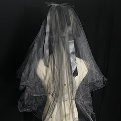 Bride's Pearl Bow Veil Head Jewelry