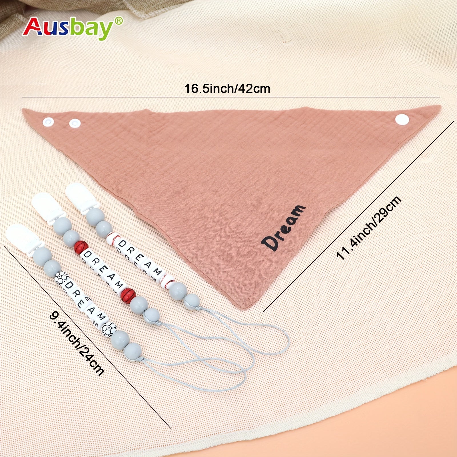 Custom Baby Gift Set Pacifier Clip & Bib