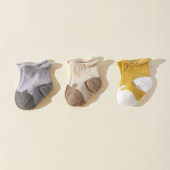 3 Pairs Baby Cartoon Socks Cotton Blend Mesh Breathable