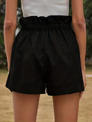 Solid Drawstring Waist Shorts for Women