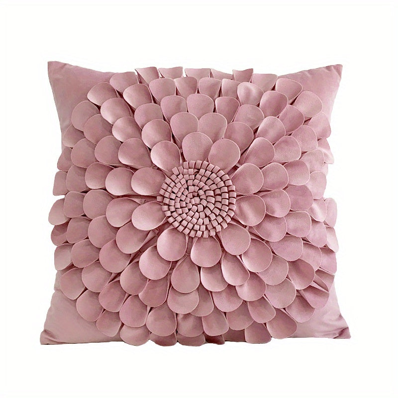 Dutch Velvet 3D Flower Throw Pillow Cover for Living Room Sofa Bed