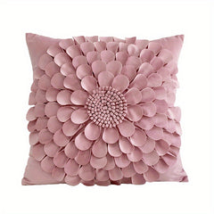 Dutch Velvet 3D Flower Throw Pillow Cover for Living Room Sofa Bed