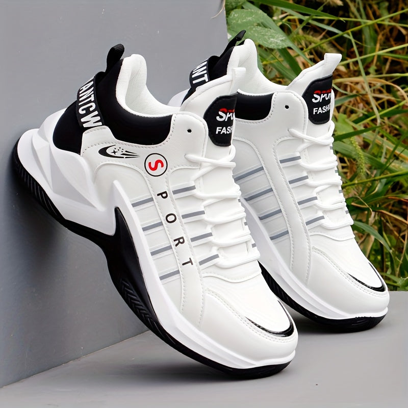 Men's Color Block Basketball Shoes Non Slip Lace Up Sneakers