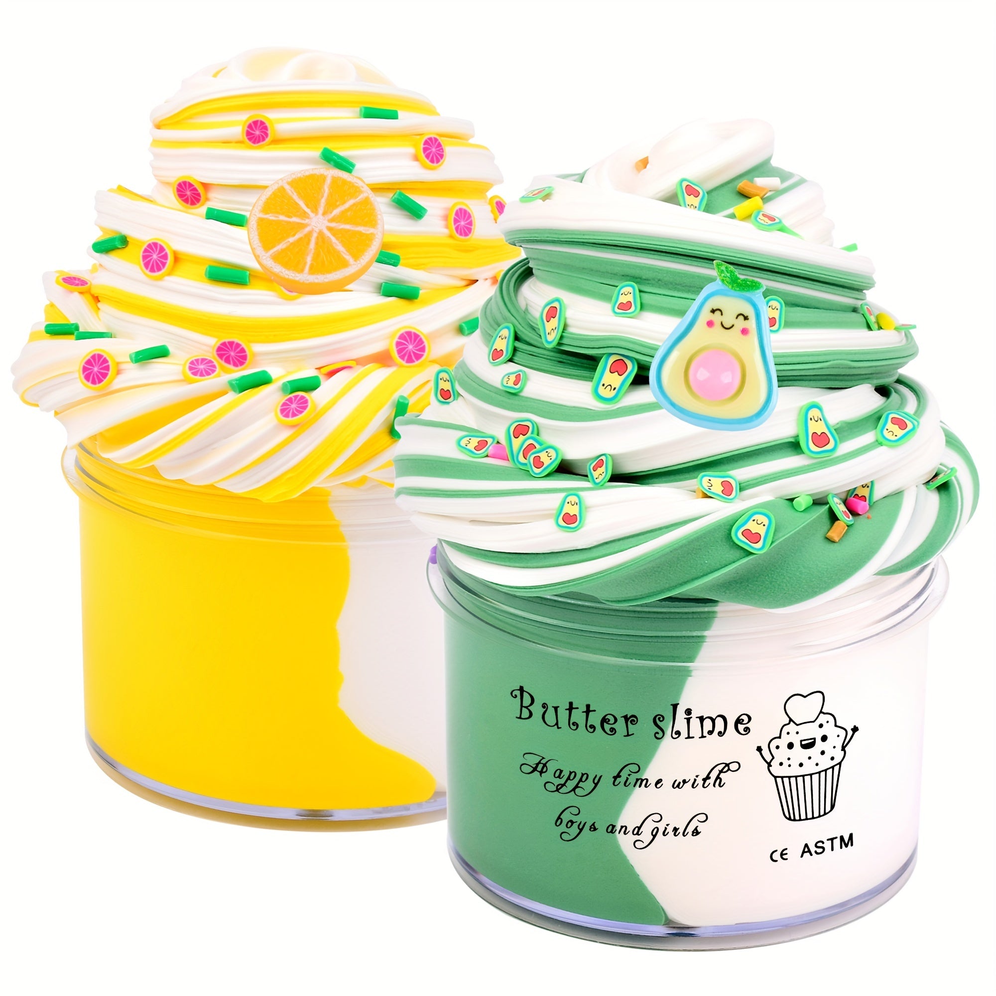 2pcs Butter Slime Kit Set Scents Dual Colors Slime Putty Soft & Non Sticky