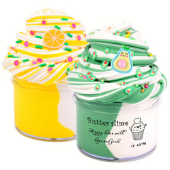 2pcs Butter Slime Kit Set Scents Dual Colors Slime Putty Soft & Non Sticky