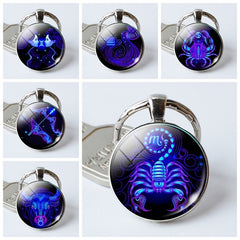 Zodiac Double Sign Keychain Pendant Vintage Lucky Bag Key Chain