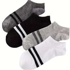 Men's Solid Striped Liner Anklets Socks Breathable Soft Sweat Absorbent