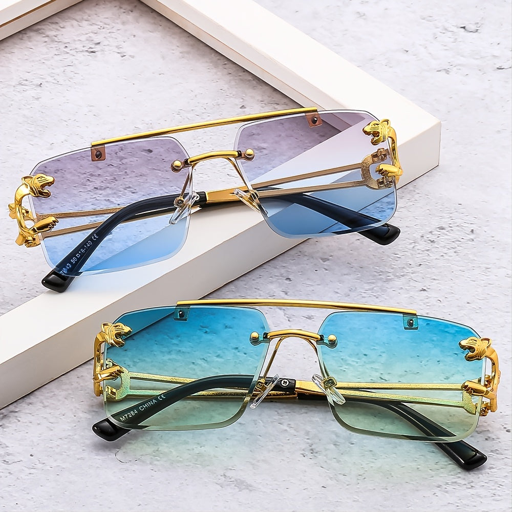 Men's Rimless Casual Square Sunglasses