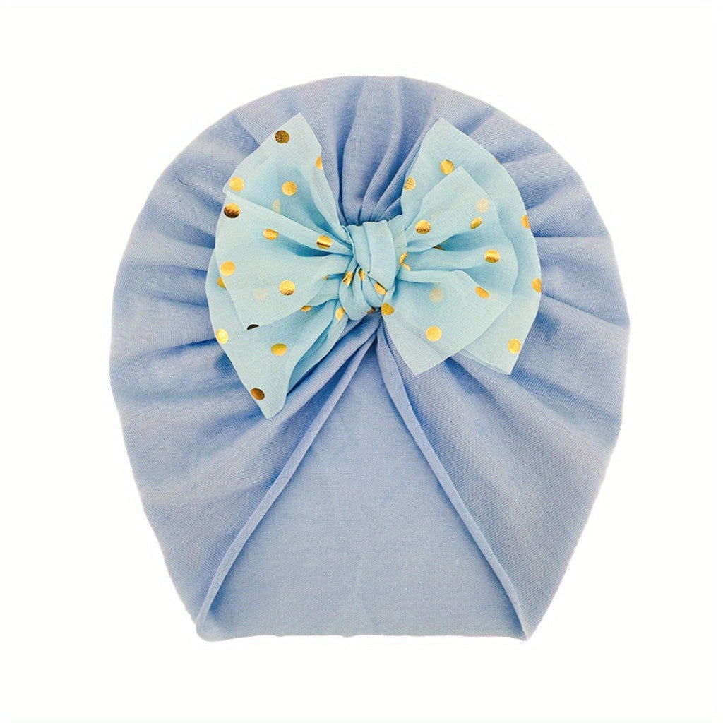 Bowknot Elastics Baby Hat Cap Polka Dot Beanie In Candy For Boys And Girls