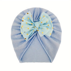 Bowknot Elastics Baby Hat Cap Polka Dot Beanie In Candy For Boys And Girls