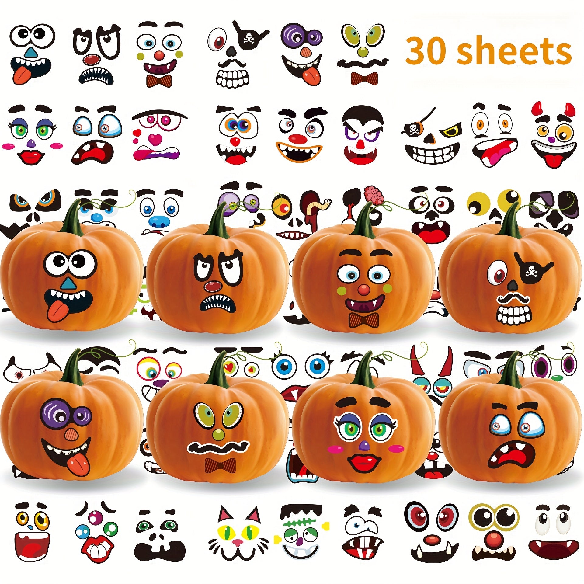 Halloween Pumpkin Stickers - Fun Crafts for Parties