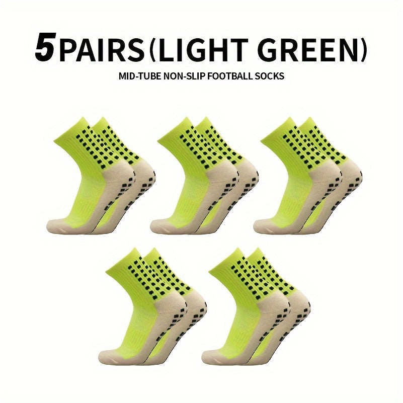 5 Pairs Anti Slip Football Socks Thick Padded Mid Calf Sports Socks