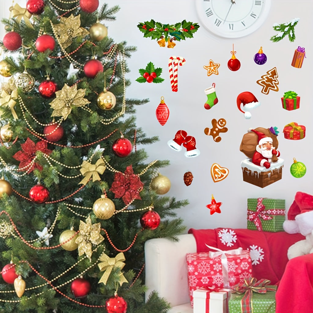 Large Santa Claus Christmas Tree Snowflake Window Decals