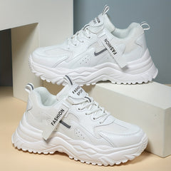 Women's Faux Leather Heighten Chunky Sneakers for Outdoor Sports