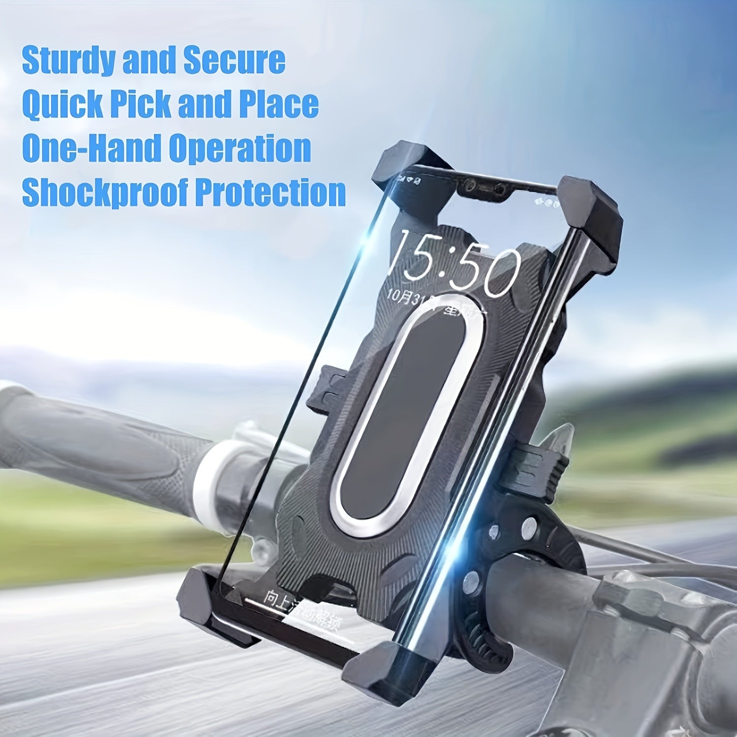 Bike Cell Phone Holder Motorcycle Automatic Lock Anti Shake Silicone Holder