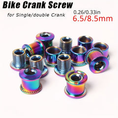 4PCS Titanium Plated Bike Chainring Bolts 6.5 8.5mm Crank Screw