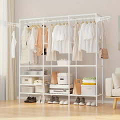 Three-row Large Capacity Carbon Steel Coat Rack Floor to Ceiling
