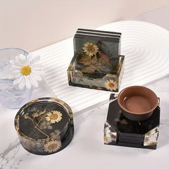 Coaster Resin Mold Set with Storage Box & 4 Silicone Molds
