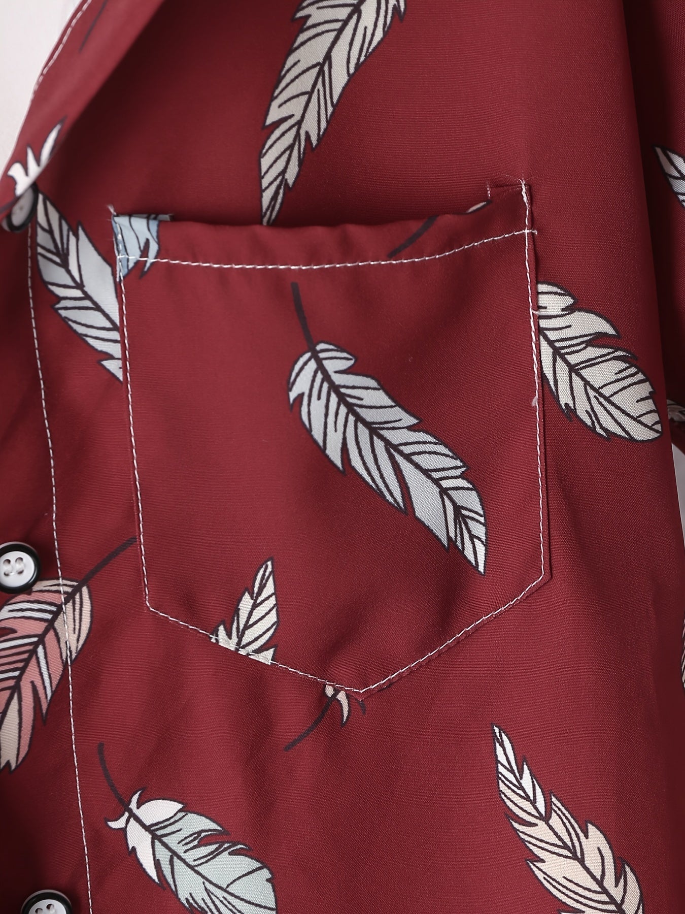 Boy's Feather Pattern Outfit 2pcs Short Sleeve Shirt & Shorts Set