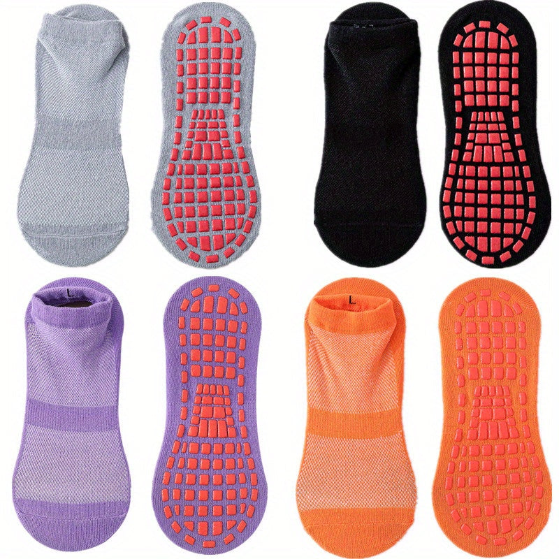 4 Pairs Summer Mesh Trampoline Socks Non Slip Breathable Yoga Pilates