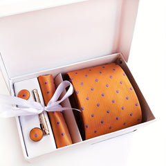 Men's Polka Dot Formal Tie Set with Accessories