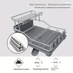 PVC Aluminum Dish Drying Rack with Utensil Holder