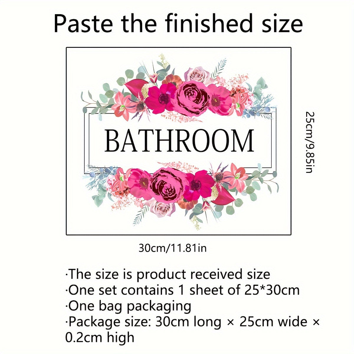 Bathroom Flowers Wall Sticker Toilet Decor Self-adhesive Removable
