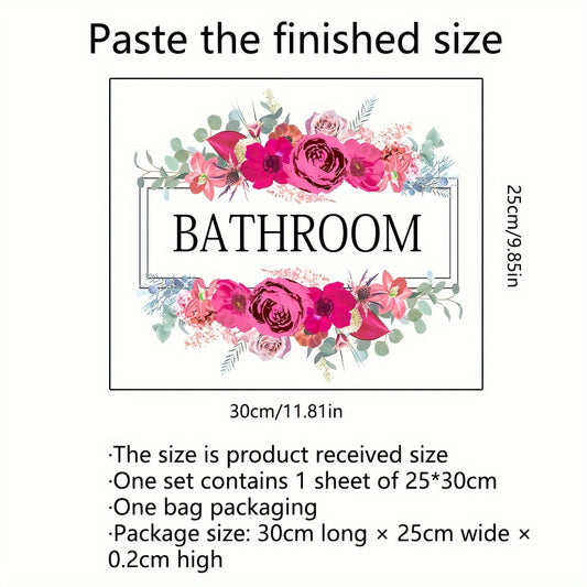 Bathroom Flowers Wall Sticker Toilet Decor Self-adhesive Removable