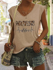 Nurse Life Print Tank Top V Neck Casual Top