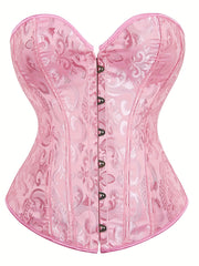 Floral Jacquard Lace Up Back Underbust Corset