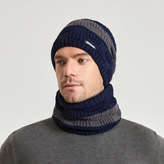 2pcs Knitted Hat Scarf Set Winter Warm Earmuffs Men Women