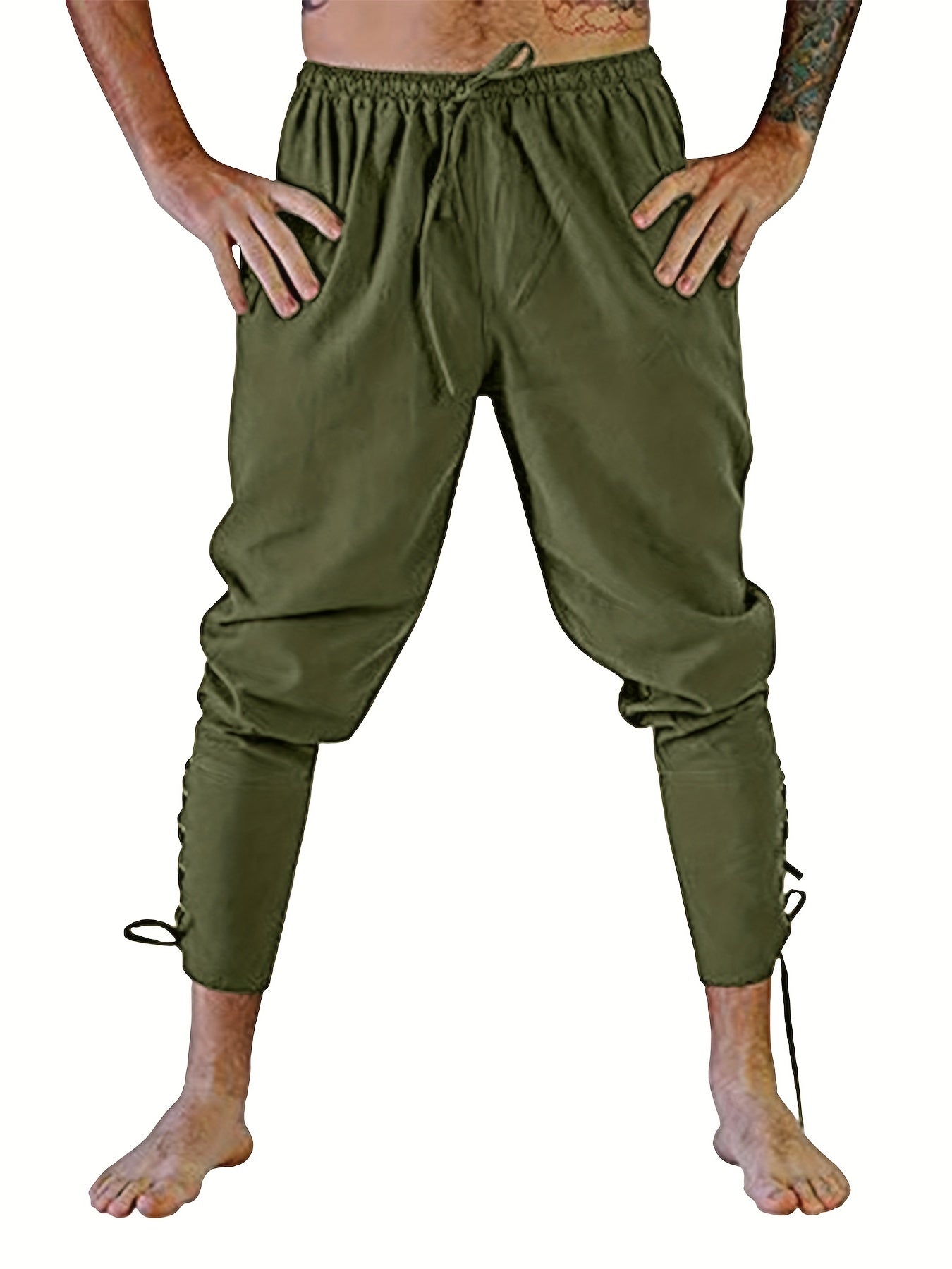 Men's Retro Medieval Renaissance Lace Up Loose Trousers Pants Costume