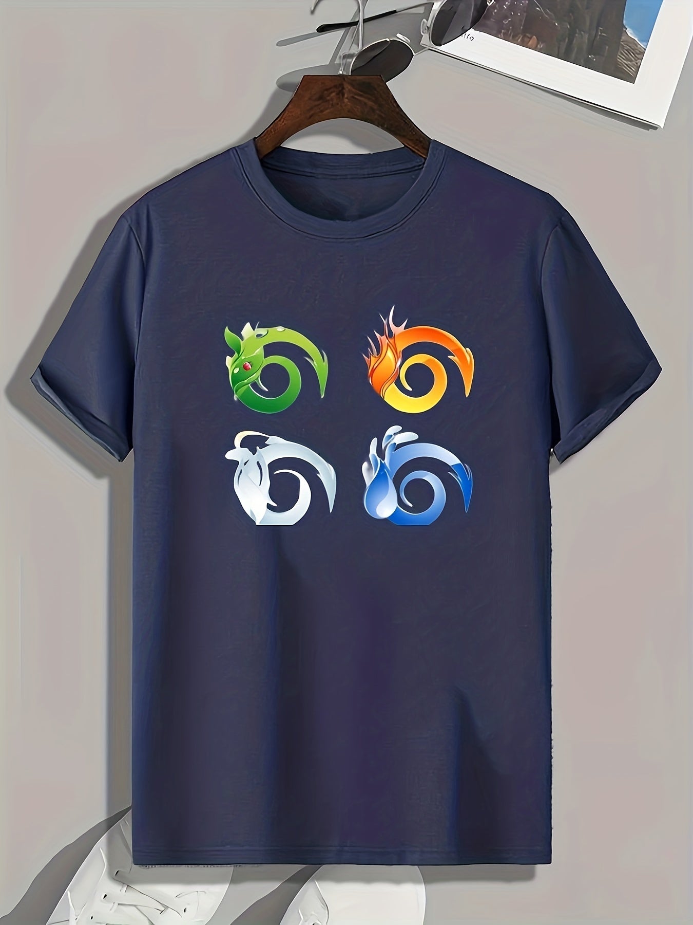 Symbols Pattern Print Men's Comfy Sports T-shirt