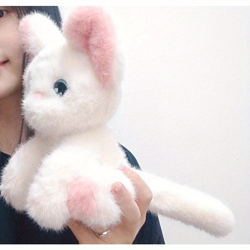Cat Plush Toy w/ Table & Bunny Ears Soft Faux Fur Puppy Girls Couples Birthday