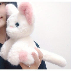 Cat Plush Toy w/ Table & Bunny Ears Soft Faux Fur Puppy Girls Couples Birthday