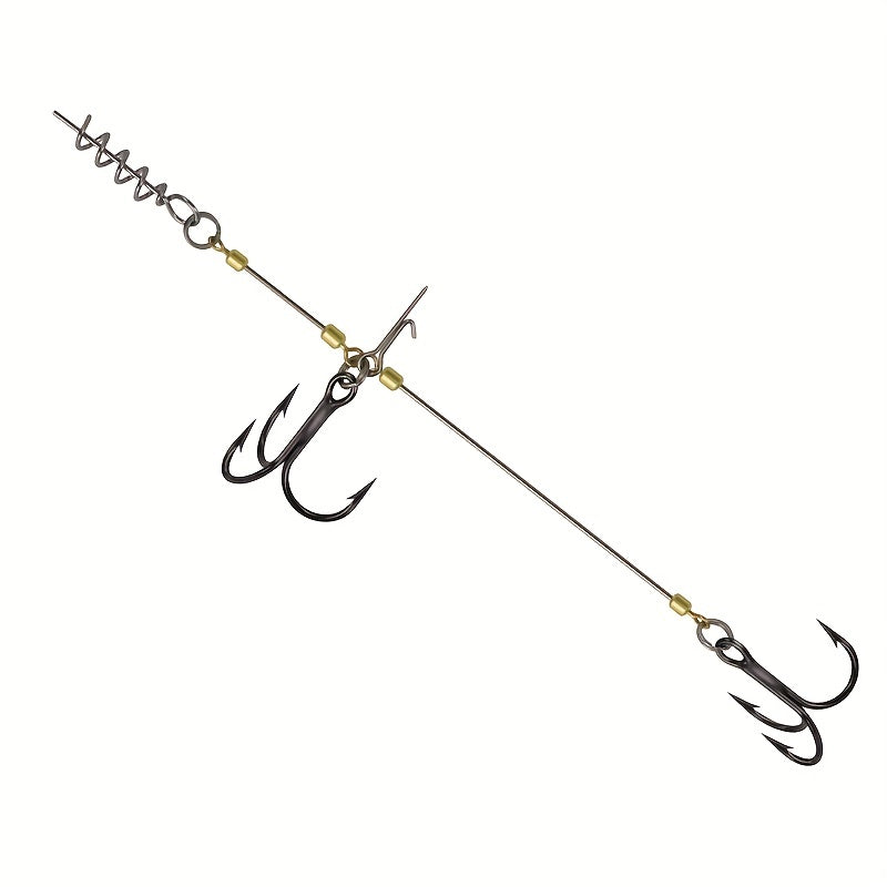 2set String Fishing Hook Barbed Triple Hooks Soft Lure Bait Fishhook Jig Rig