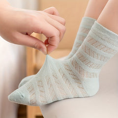 2 9 Years Old Girls Kids Breathable Striped Crew Socks, 10 Pairs