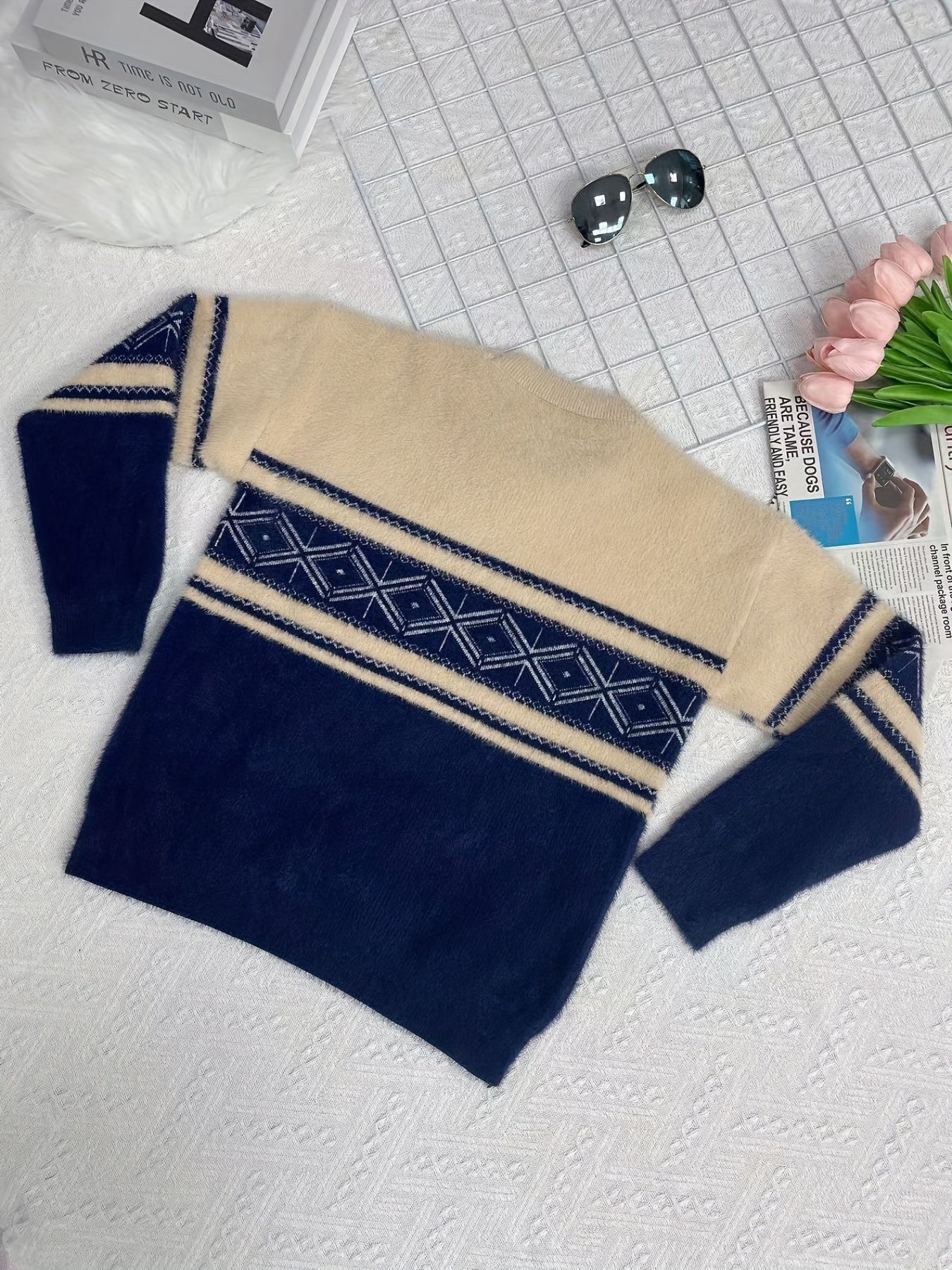 Boys Soft Long Sleeve Sweater Round Neck Stretch Warm Knit Pullover Top