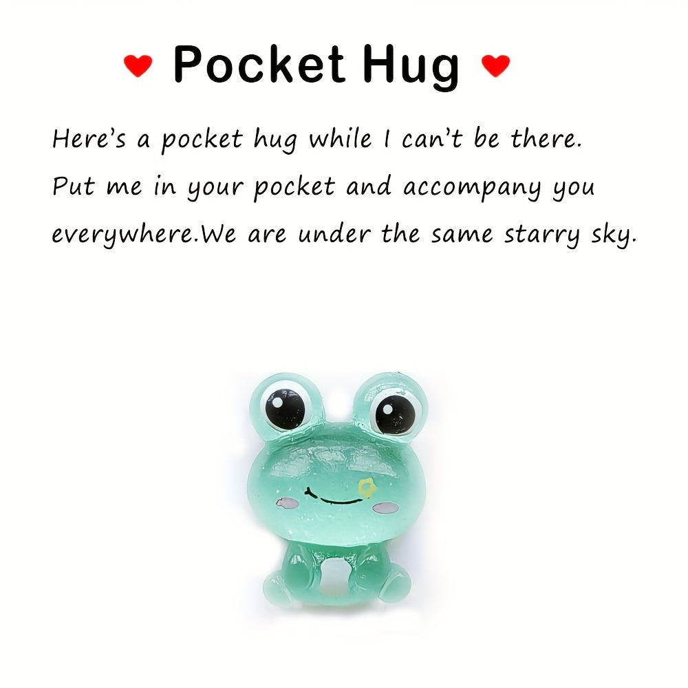 Resin Animal Decoration Pocket Hug With Greeting Card