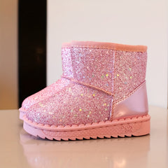 Sequin Snow Boots for Girls, Soft Warm Fleece, Outdoor Walking, Autumn/Winter