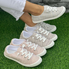 Casual Striped Flat Shoes Women's Lightweight Sport Shoes