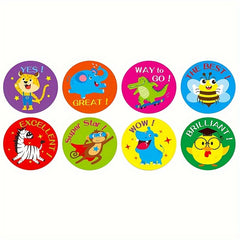 500 Animal Thank You Stickers Roll Adhesive Labels