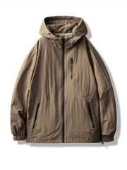 Men's Lightweight Hooded Windbreaker Jacket Zip Up Coat
